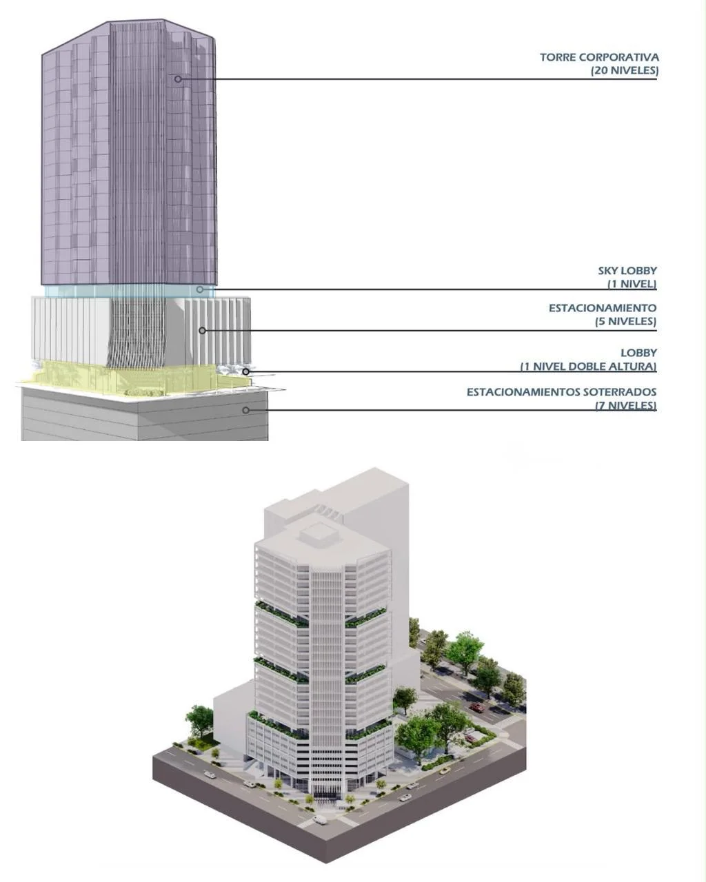 Estudio volumétrico de la nueva torre corporativa